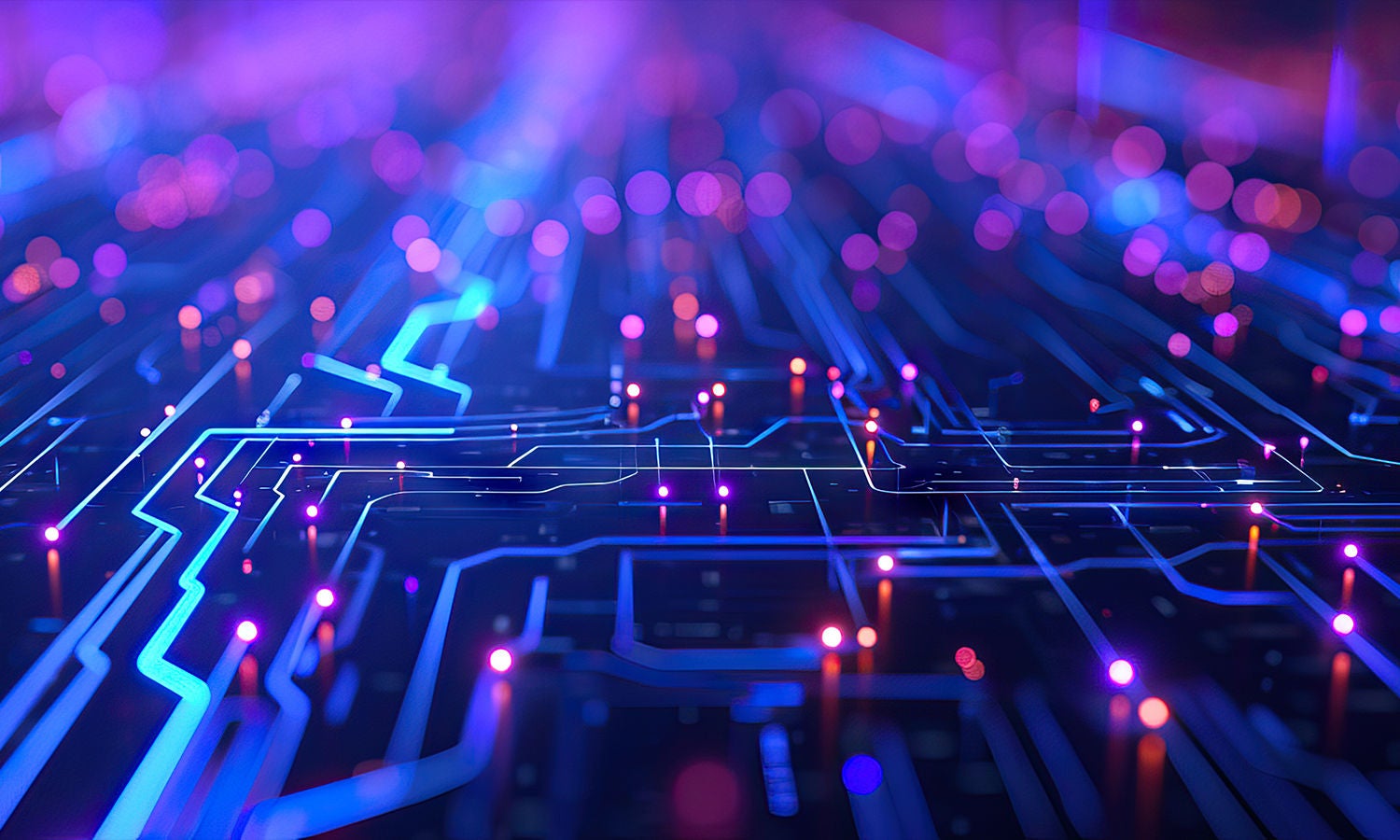 Abstract lights on circuit board